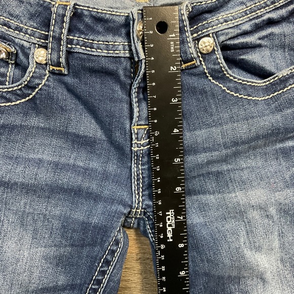 Miss Me Girls Boot Cut Jeans 14 Blue Denim Embellished Pockets Y2K Bling Western - Picture 6 of 8